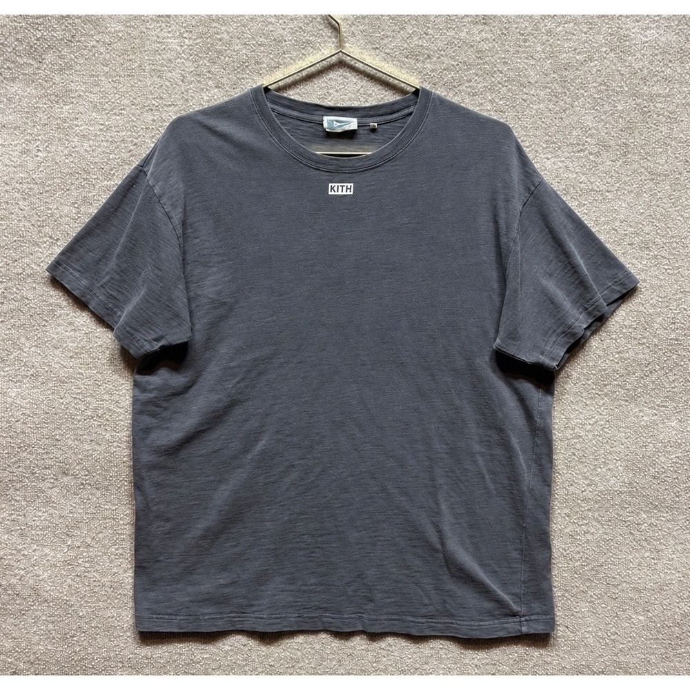 Kith T-Shirt Mens Large Sun Washed Patina Fade Gray Crew Neck Tee Relaxed Fit